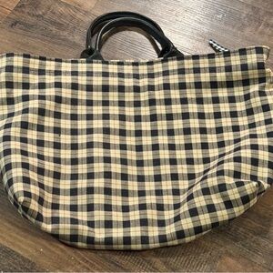 Tote Bag Large 19”x14” Travel Purse Checkered Brown/Tan Weekender Bag